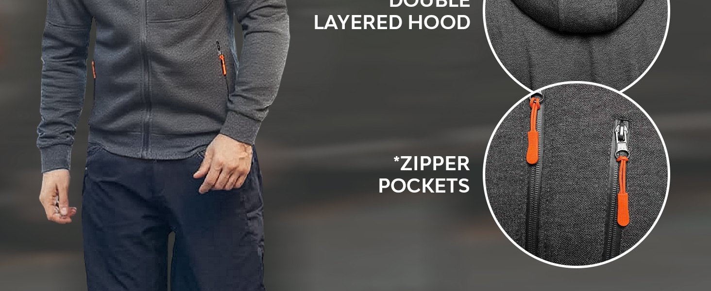 TZ804 Men's Zipper Hoodie Tracksuit 2 Piece Outfit, Casual Long Sleeve Hooded Sweatshirt & Jogger Pants Set — 4