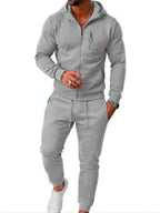 TZ804 Men's Zipper Hoodie Tracksuit 2 Piece Outfit, Casual Long Sleeve Hooded Sweatshirt & Jogger Pants Set