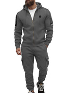 TZ09 Men's Zip Up Hoodie Tracksuit 2 Piece Matching Outfit with Zipper Pockets