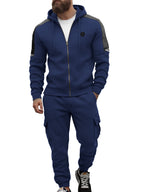 TZ09 Men's Zip Up Hoodie Tracksuit 2 Piece Matching Outfit with Zipper Pockets