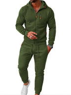 TZ804 Men's Zipper Hoodie Tracksuit 2 Piece Outfit, Casual Long Sleeve Hooded Sweatshirt & Jogger Pants Set