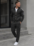 TZ09 Men's Zip Up Hoodie Tracksuit 2 Piece Matching Outfit with Zipper Pockets