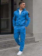 TZ09 Men's Zip Up Hoodie Tracksuit 2 Piece Matching Outfit with Zipper Pockets
