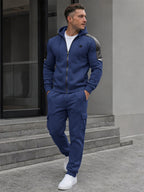 TZ09 Men's Zip Up Hoodie Tracksuit 2 Piece Matching Outfit with Zipper Pockets