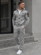 TZ09 Men's Zip Up Hoodie Tracksuit 2 Piece Matching Outfit with Zipper Pockets