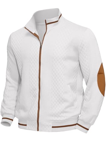 Men's Lightweight Full-Zip Bomber Jacket - White