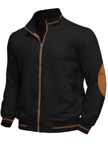 Men's Lightweight Full-Zip Bomber Jacket - Black