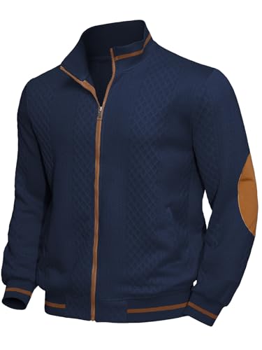 Men's Lightweight Full-Zip Bomber Jacket - Navy