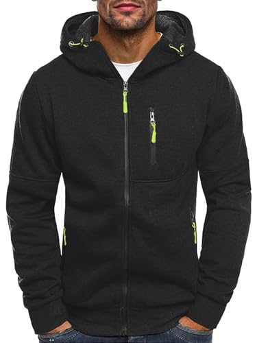Men's Zip-Up Fleece Hoodie - Black