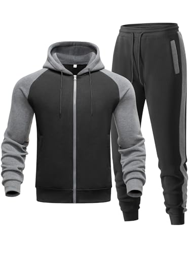 Men's 2-Piece Zip-Up Tracksuit - Black-grey