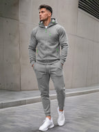 TZ804 Men's Zipper Hoodie Tracksuit 2 Piece Outfit, Casual Long Sleeve Hooded Sweatshirt & Jogger Pants Set
