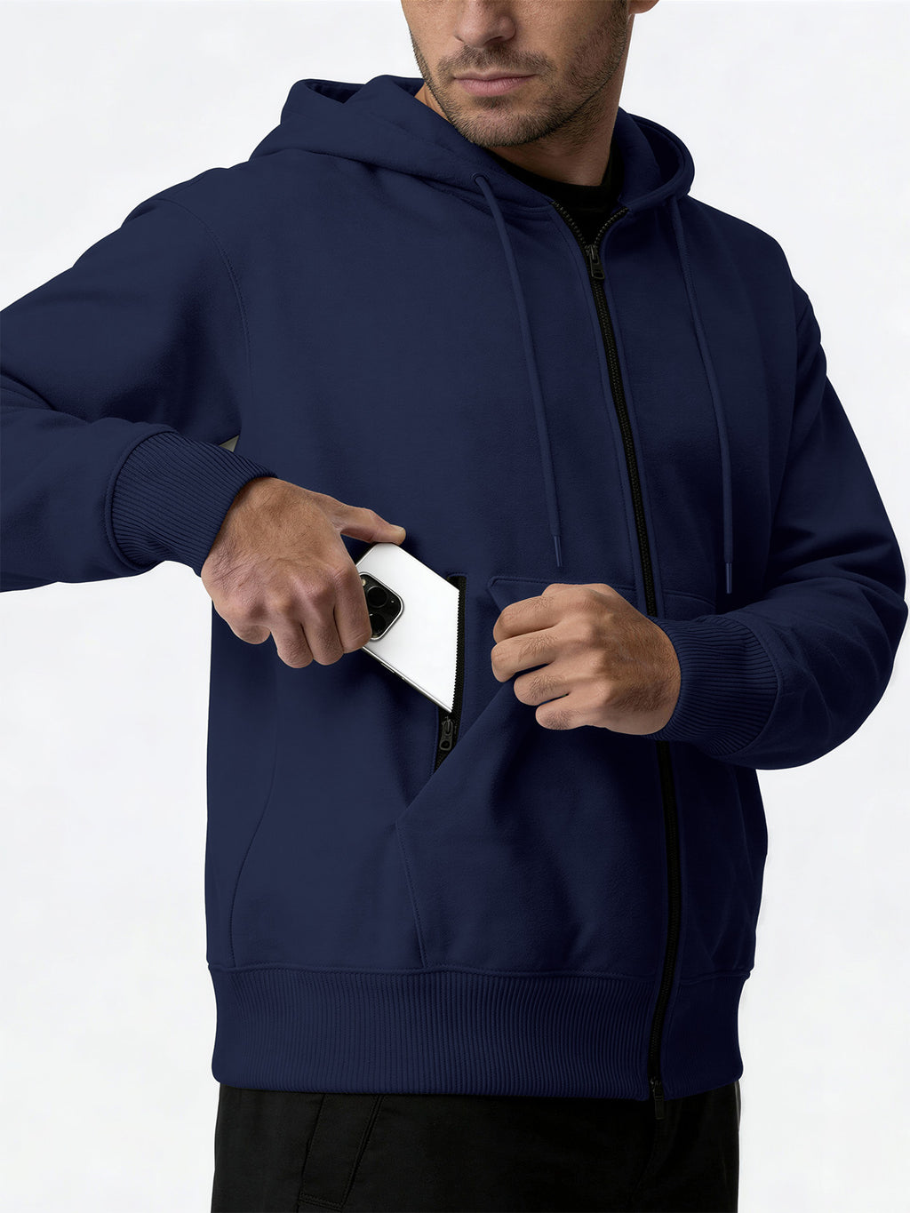 SY666 Riskrole Men's Full Zip Fleece Lined Hoodie with Zipper Pocket