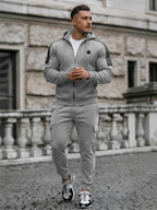 TZ09 Men's Zip Up Hoodie Tracksuit 2 Piece Matching Outfit with Zipper Pockets