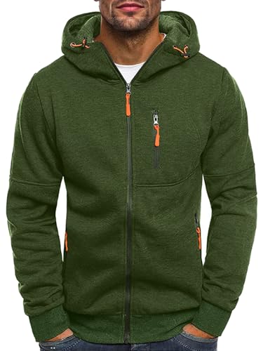 Men's Zip-Up Fleece Hoodie - Green