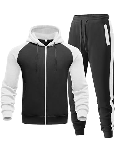 Men's 2-Piece Zip-Up Tracksuit - Black-white