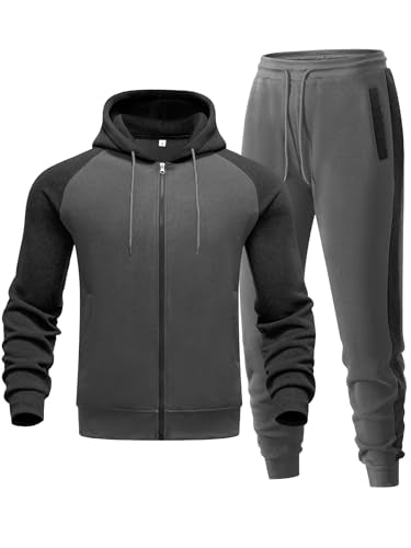 Men's 2-Piece Zip-Up Tracksuit - Dark Grey-black