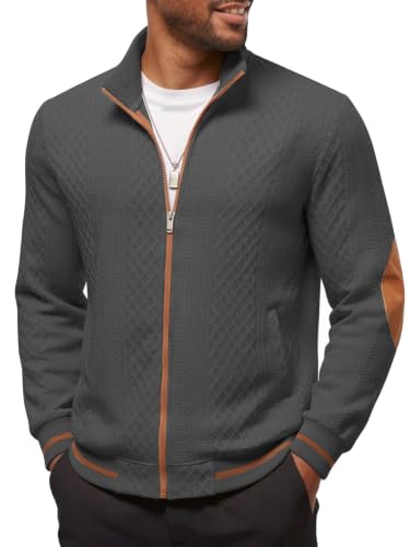 Men's Lightweight Full-Zip Bomber Jacket - Grey
