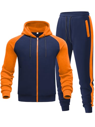 Men's 2-Piece Zip-Up Tracksuit - Navy-orange