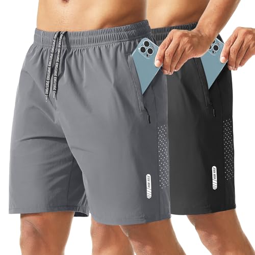 Men's 2-Pack | 7" Quick-Dry Training Shorts - Dark Grey & black