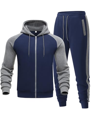 Men's 2-Piece Zip-Up Tracksuit - Navy-grey