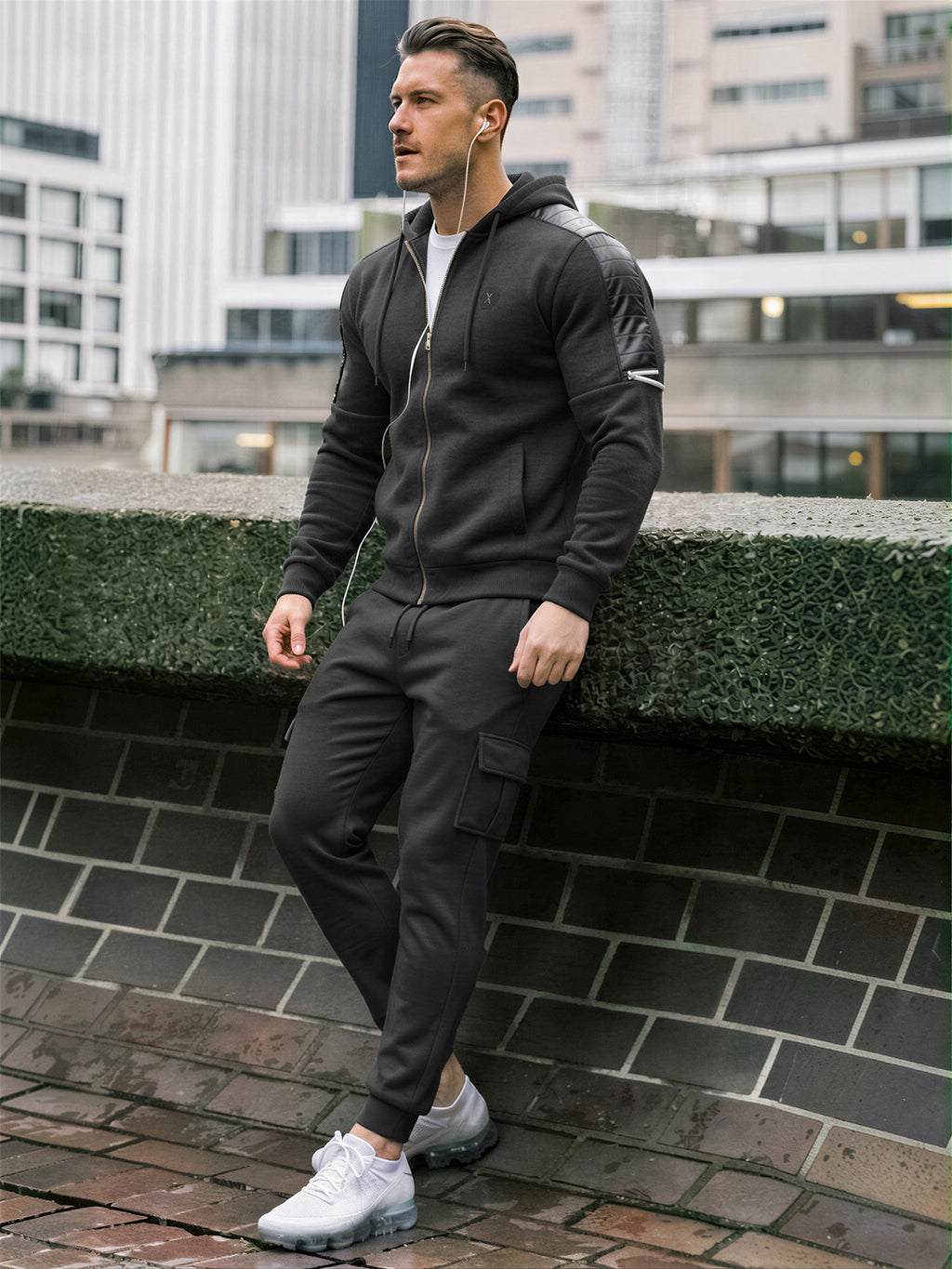 TZ09 Men's Zip Up Hoodie Tracksuit 2 Piece Matching Outfit with Zipper Pockets