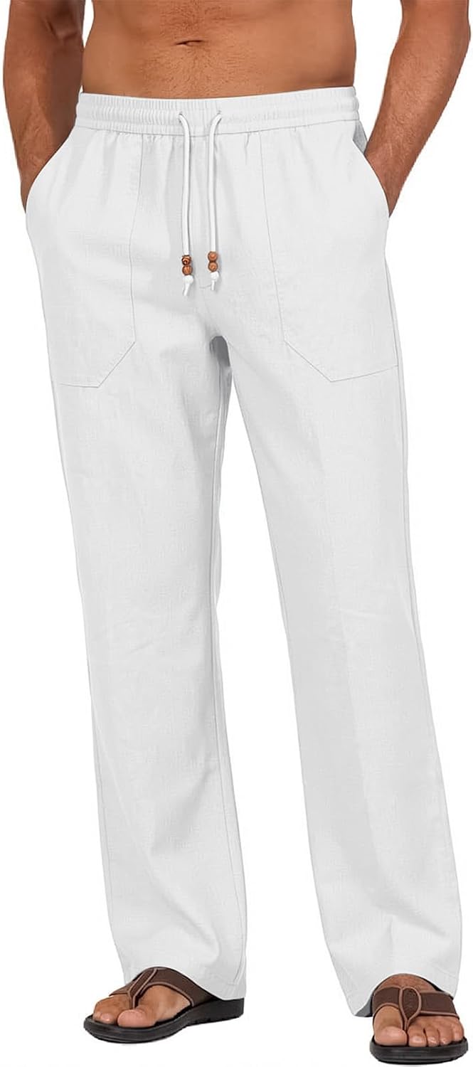 Men's Cotton-Linen Drawstring Pants - View 11