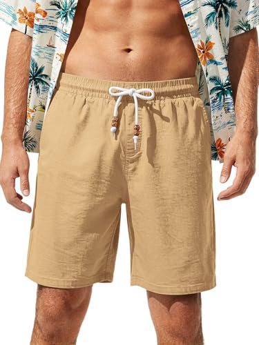 Men's Linen Drawstring Shorts - Flamingo