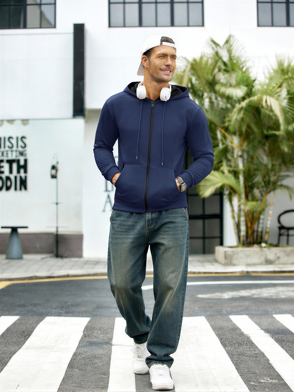 SY666 Riskrole Men's Full Zip Fleece Lined Hoodie with Zipper Pocket