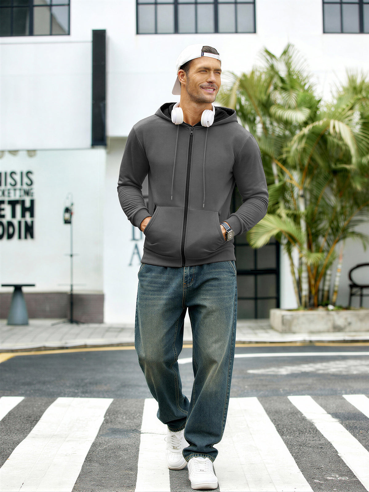 SY666 Riskrole Men's Full Zip Fleece Lined Hoodie with Zipper Pocket