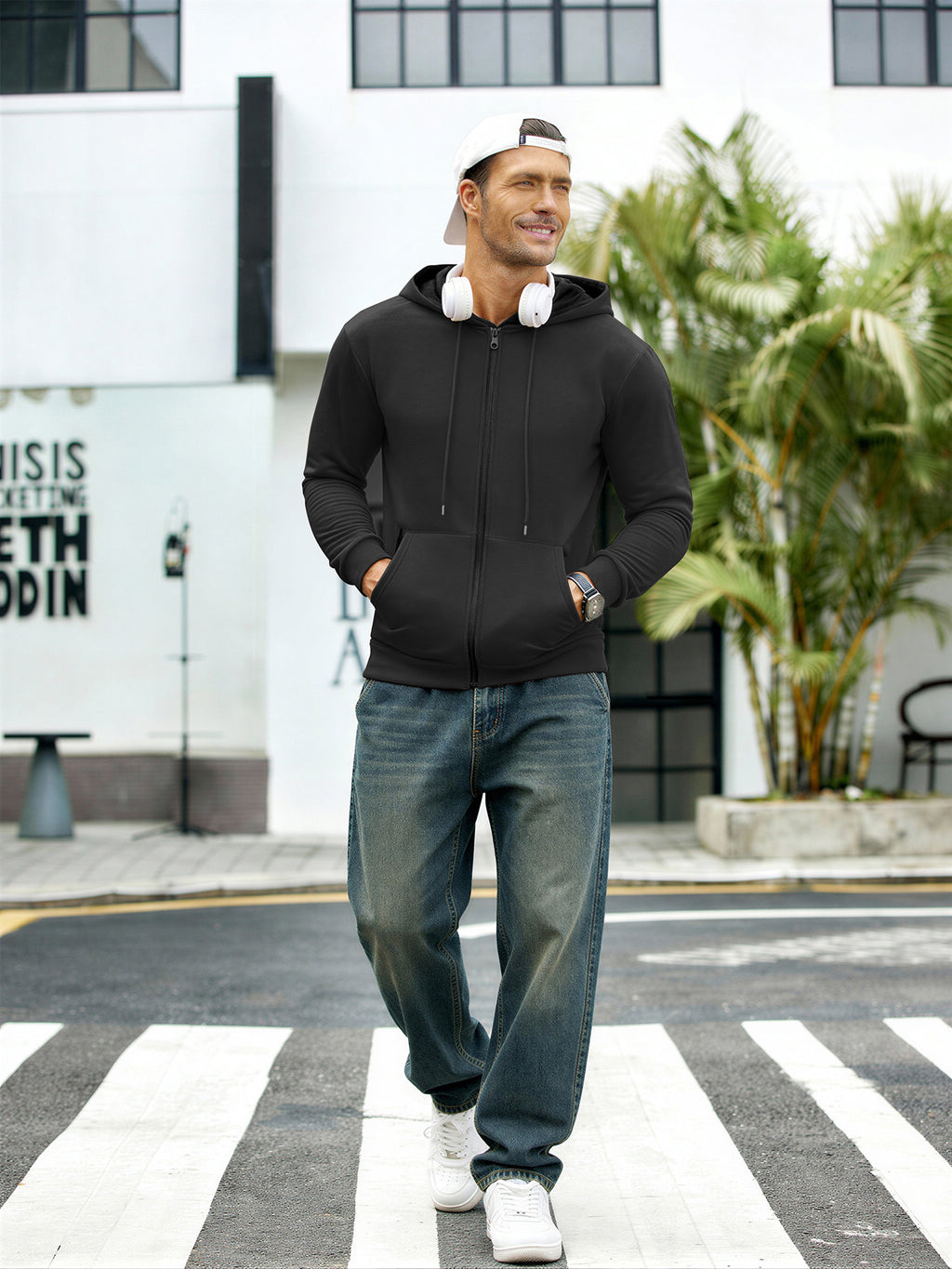 SY666 Riskrole Men's Full Zip Fleece Lined Hoodie with Zipper Pocket