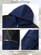 TZ09 Men's Zip Up Hoodie Tracksuit 2 Piece Matching Outfit with Zipper Pockets