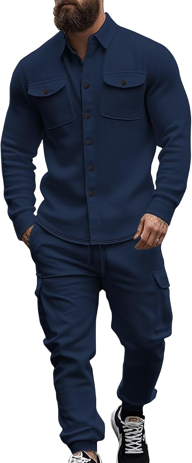 Men's Fleece Cargo Jacket & Pants Set - View 9