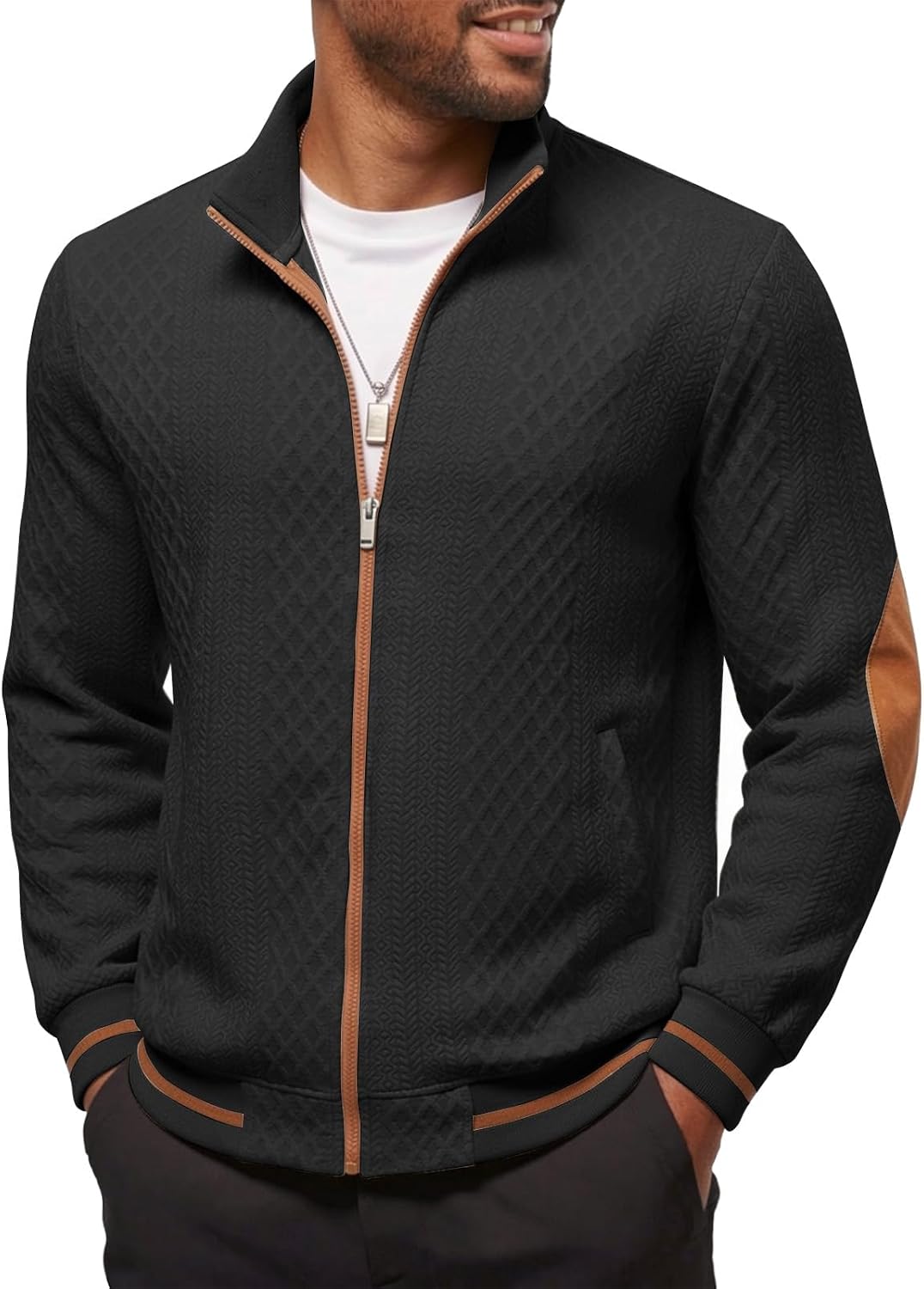 Men's Lightweight Full-Zip Bomber Jacket - Detail View