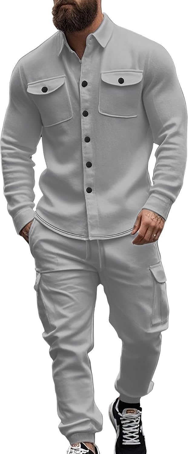 Men's Fleece Cargo Jacket & Pants Set - View 8