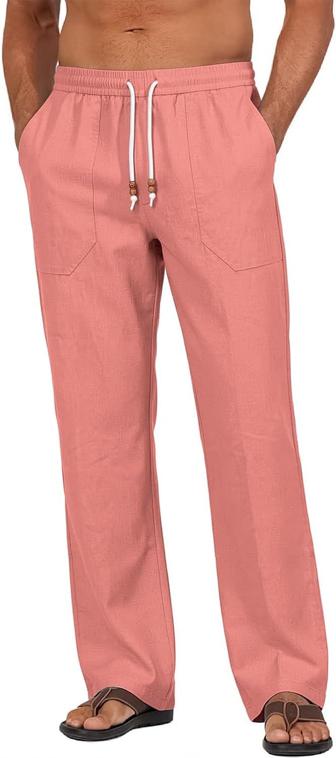 Men's Cotton-Linen Drawstring Pants - View 4