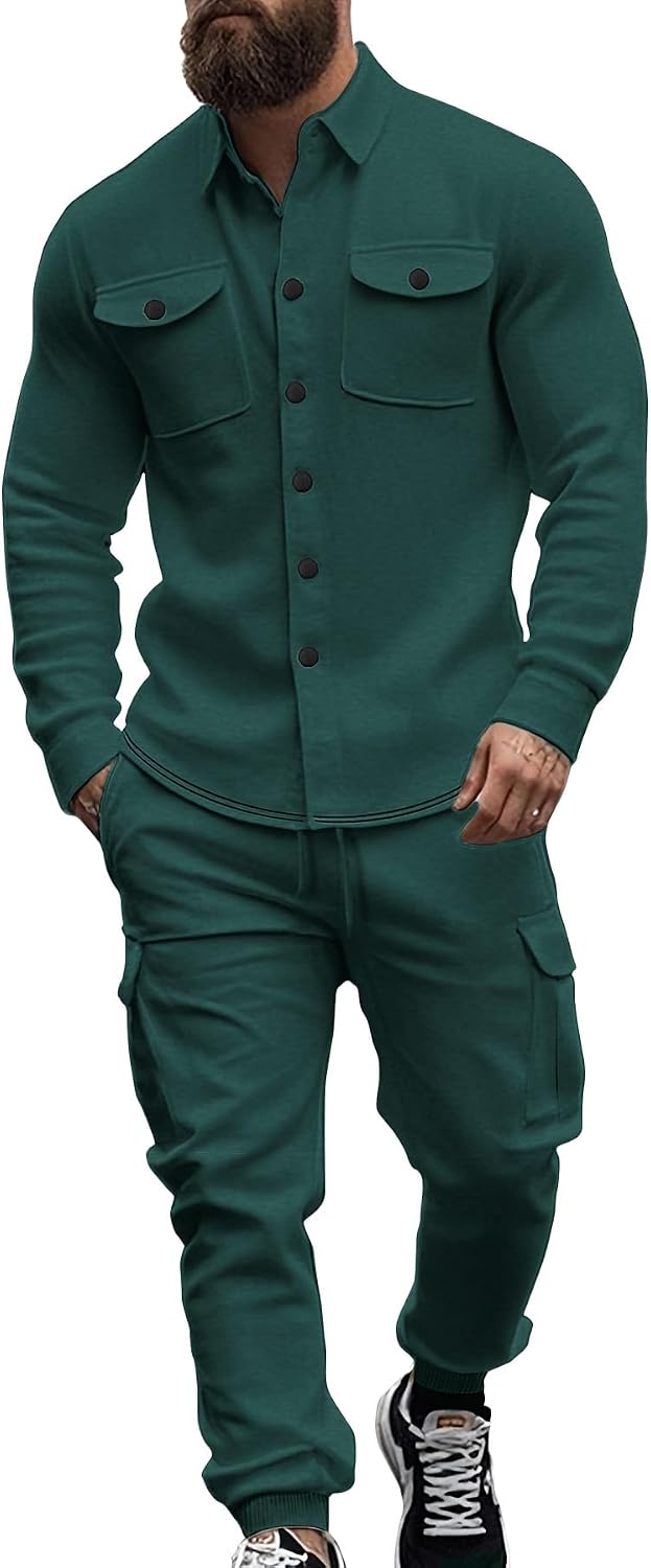Men's Fleece Cargo Jacket & Pants Set - View 10