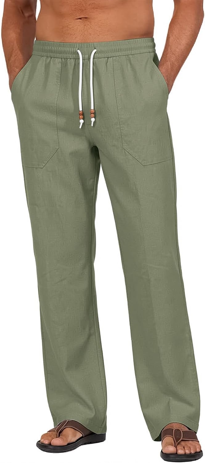 Men's Cotton-Linen Drawstring Pants - View 6