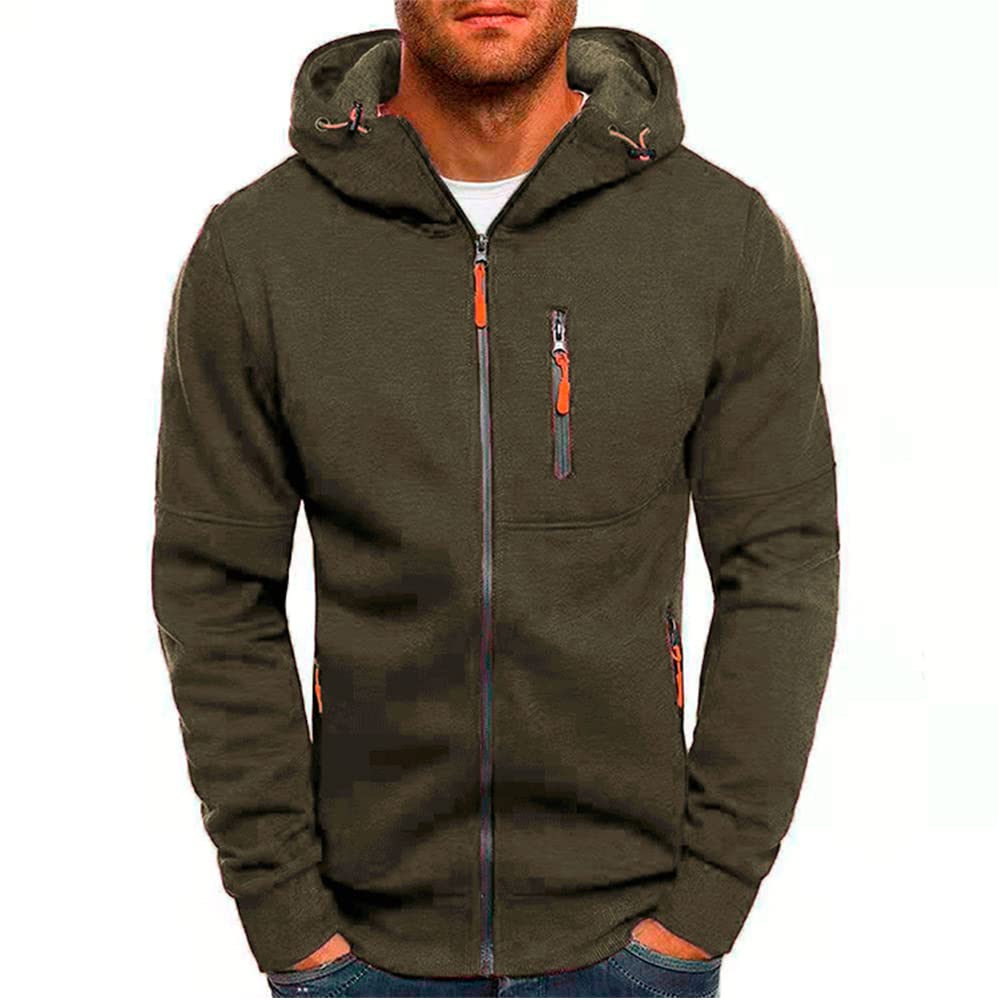 Men's Zip-Up Fleece Hoodie with Leather Trim - View 12