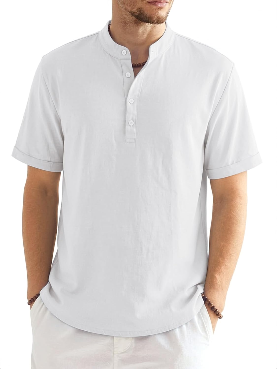 Men's Cotton-Linen Henley Shirt - View 7