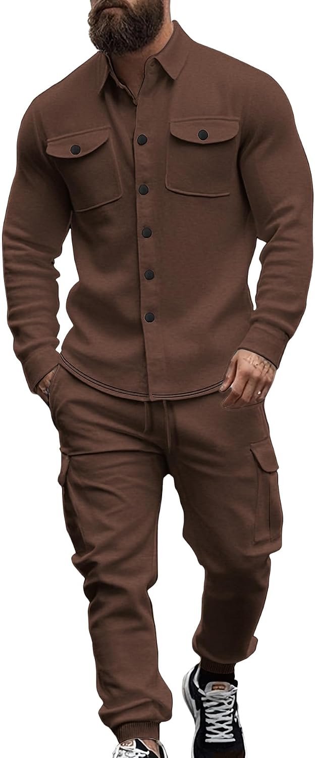 Men's Fleece Cargo Jacket & Pants Set - View 4