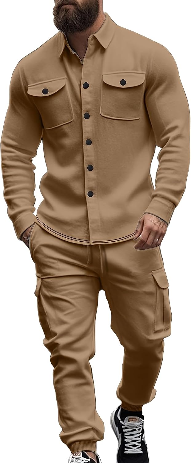 Men's Fleece Cargo Jacket & Pants Set - View 12