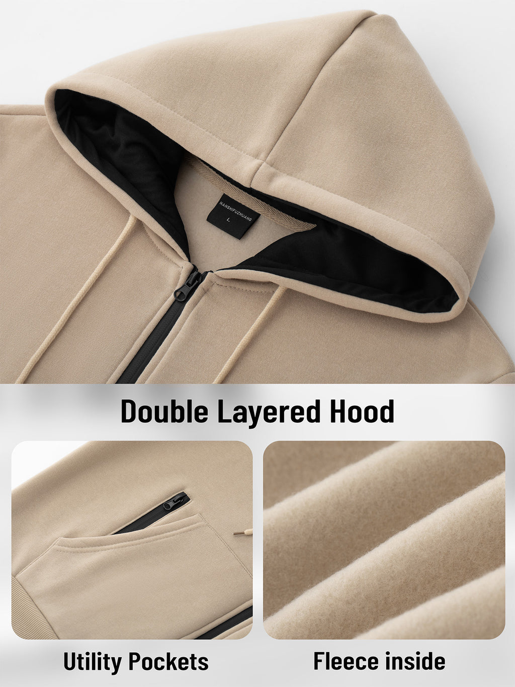 SY666 Riskrole Men's Full Zip Fleece Lined Hoodie with Zipper Pocket