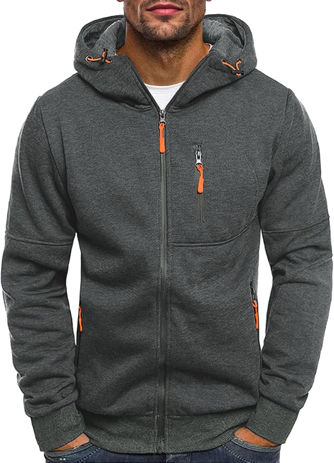 Men's Zip-Up Fleece Hoodie - Detail View