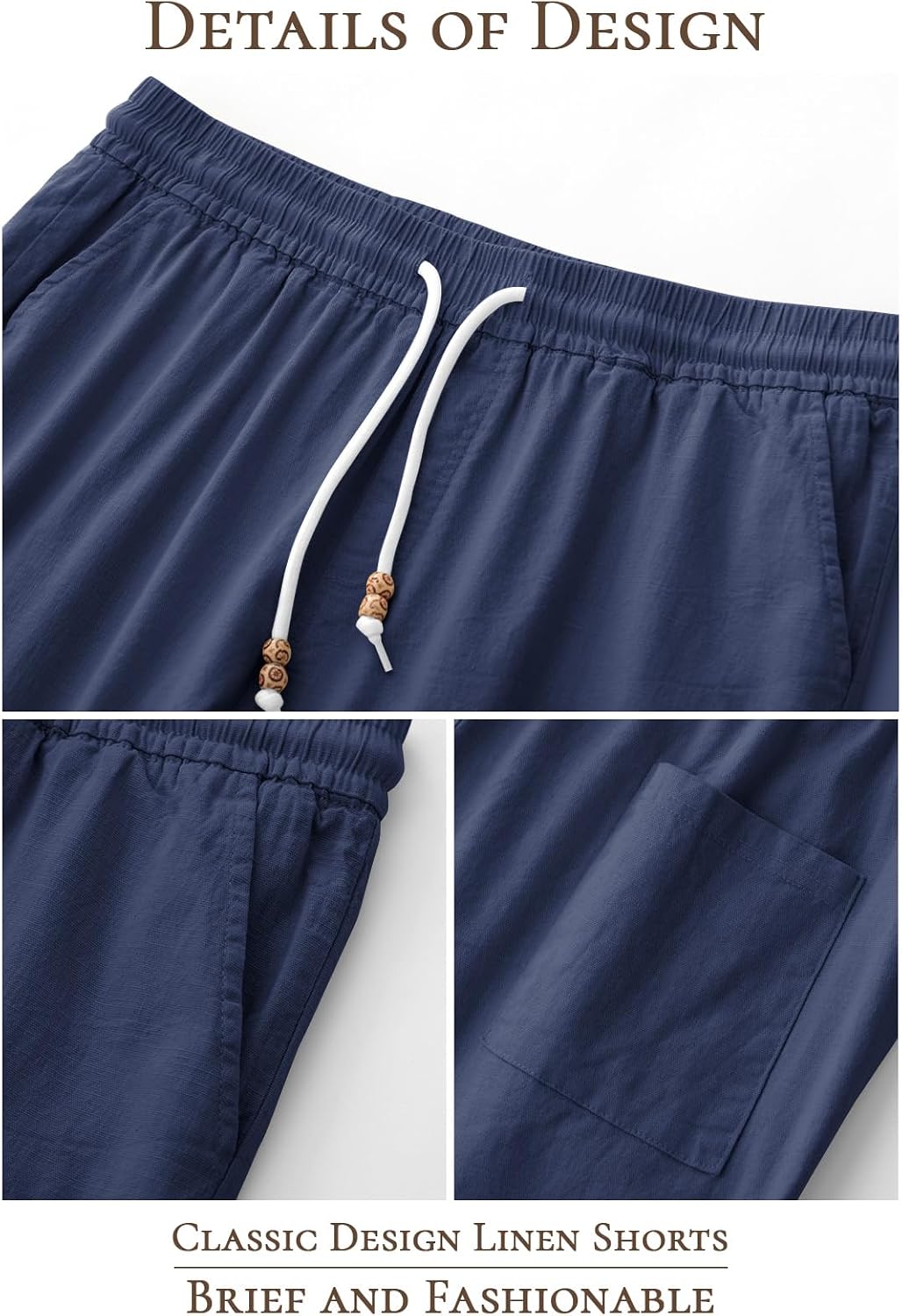 Men's Linen Drawstring Shorts - Front View