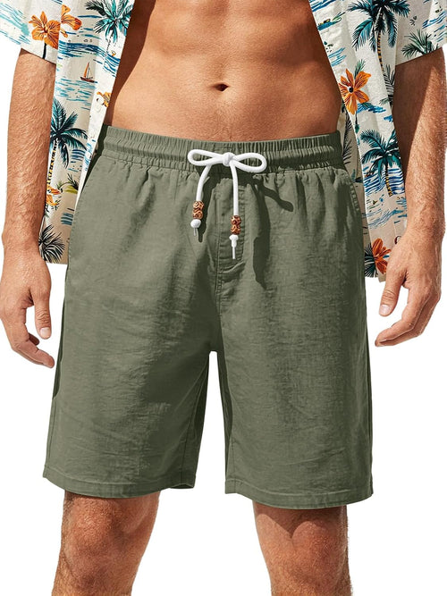 Men's Linen Drawstring Shorts - Detail View