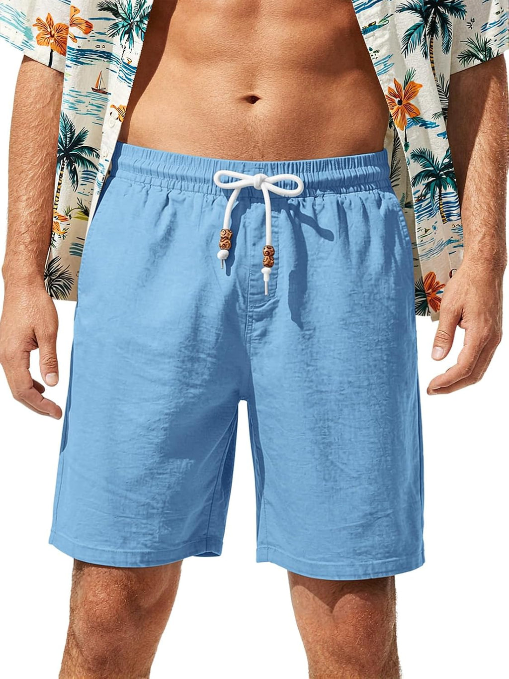 Men's Linen Drawstring Shorts - View 5