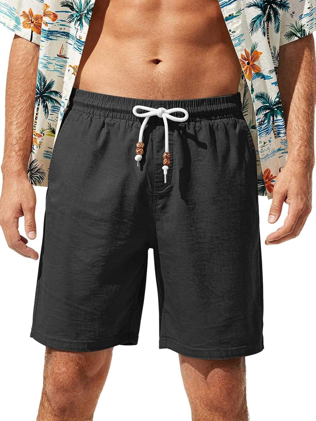 Men's Linen Drawstring Shorts - View 9
