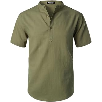 Men's Cotton-Linen Henley Shirt - View 12
