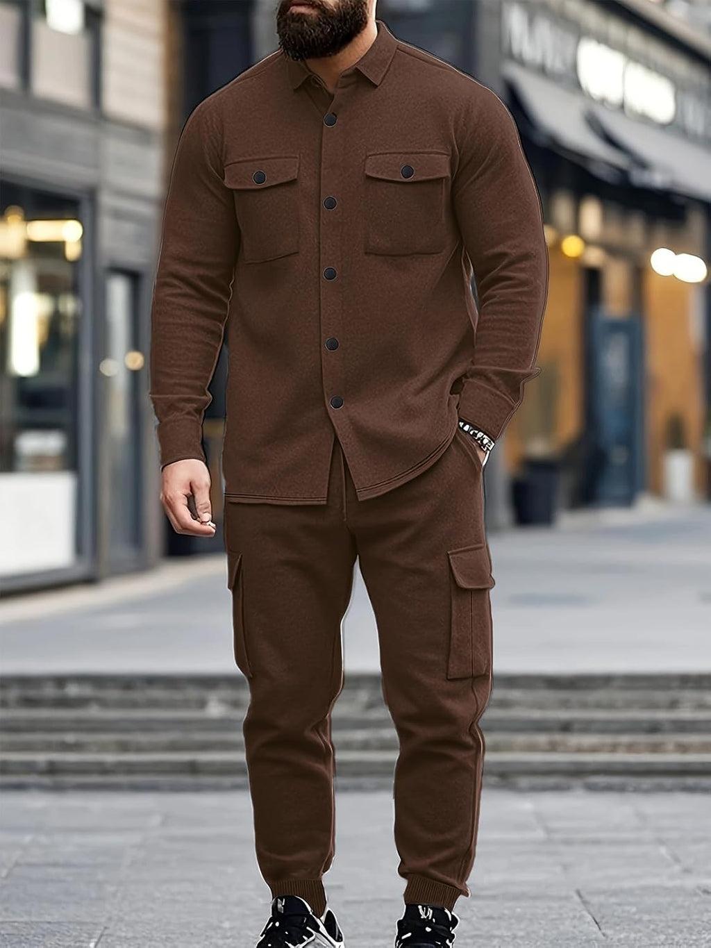 Men's Fleece Cargo Jacket & Pants Set - View 11