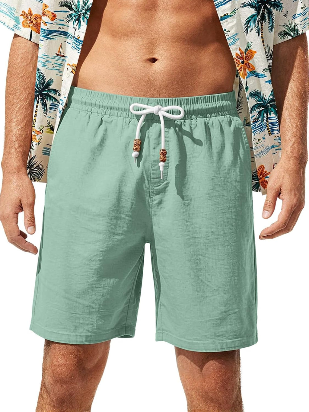 Men's Linen Drawstring Shorts - View 4